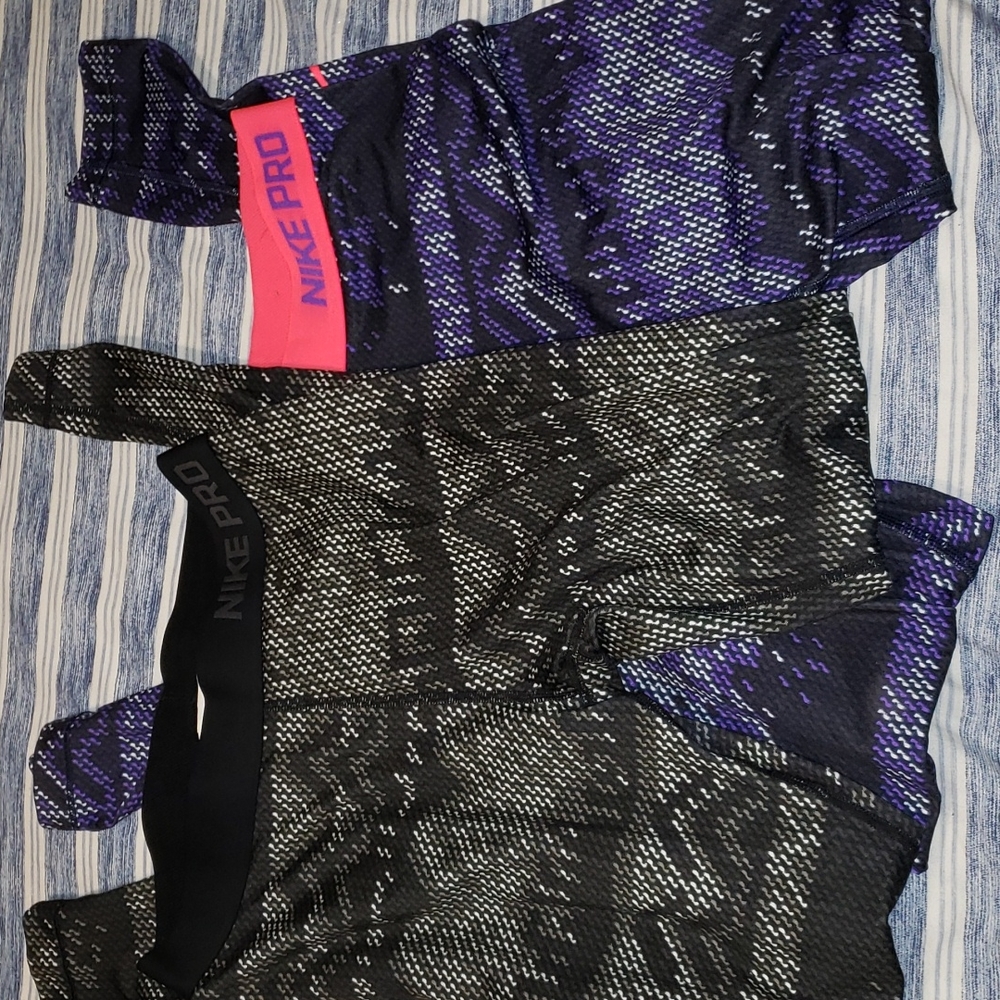 2 pairs! Nike Pro Dri fit printed leggings